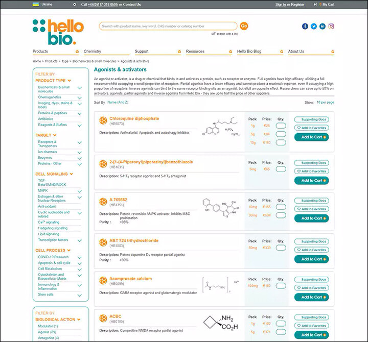 Hello Bio Kategori-sida